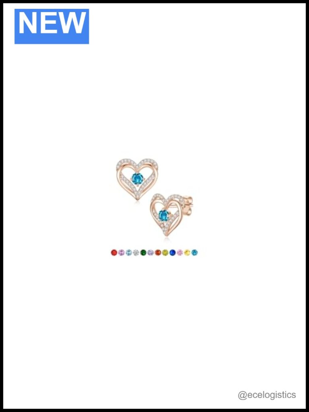 S925 Sterling Silver Rose Gold Plated Heart Stud Earrings